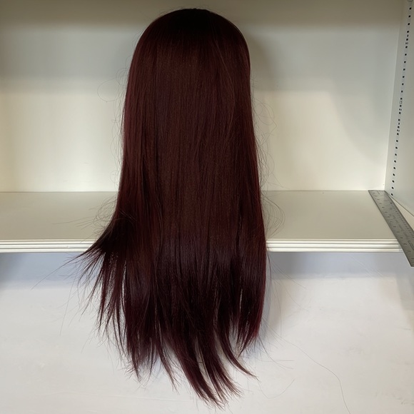 Wig Long Synthetic Hair and Bangs Dark Red Attaches with two clips Adjustable - Picture 4 of 10